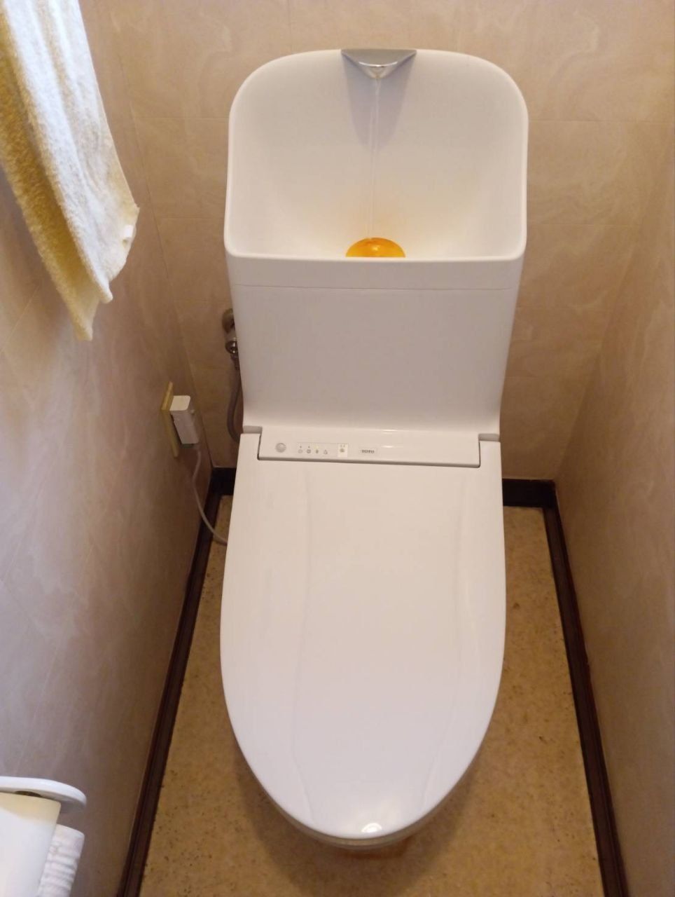 ピンクの古いトイレを白い新品へ交換 施工後